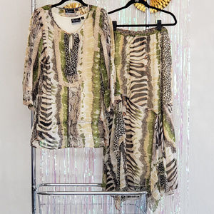 3pc Animal print skirt and blouse set, OX 14/16